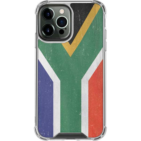 South Africa Flag Distressed iPhone 14 Pro Max Clear Case